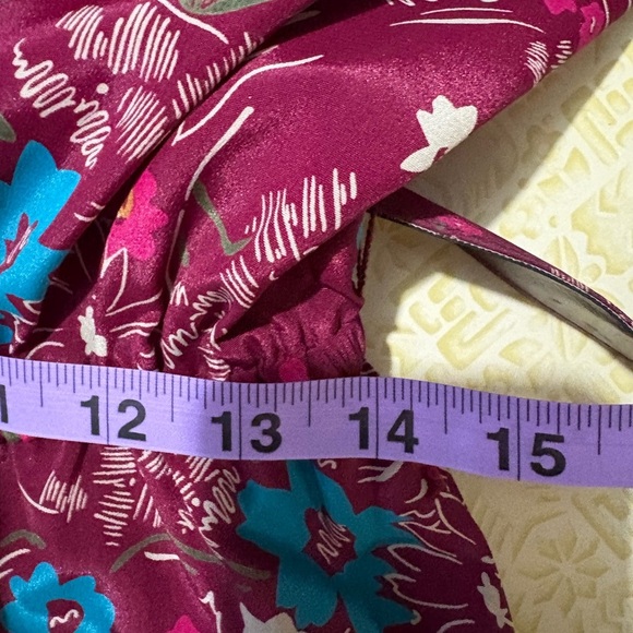 Leslie Fay Red Long Sleeve Wrap Dress with V-Neck and Pleated Skirt - Picture 10 of 11